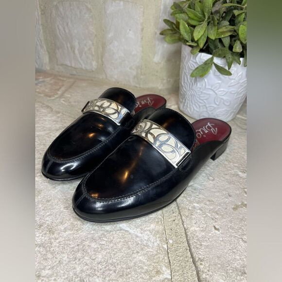 Brighton black leather mules sz 6.5 M - Picture 1 of 7